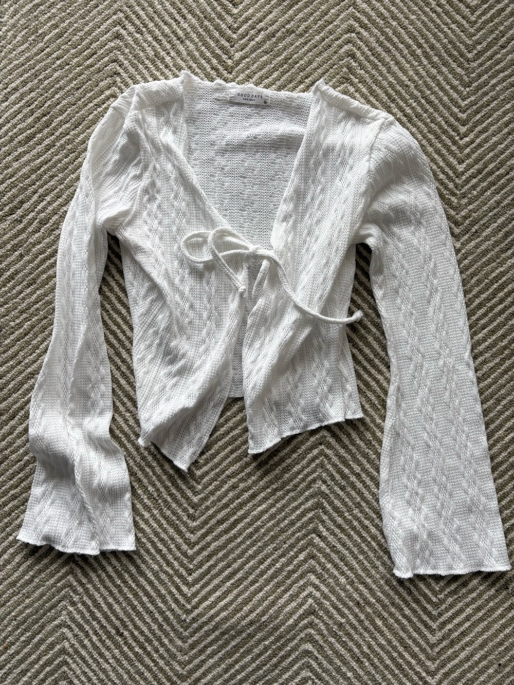 Good Days Project White Openwork Knit Sweater